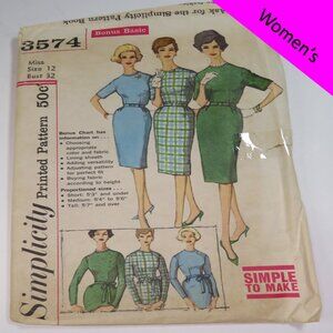 simplicity 3574 dress, slim skirt, pleated